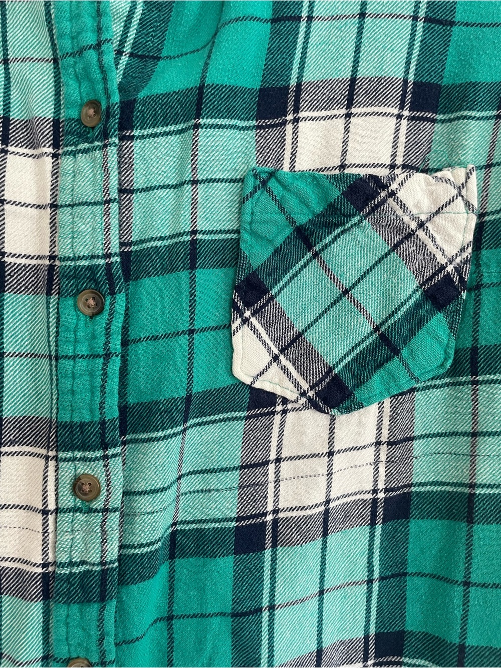 Target Merona Green Flannel Button-Up (size L) - Picture 2 of 6